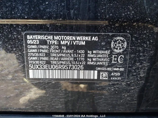 5UX33EU06R9S73026 — 2024 BMW X5 photo 9