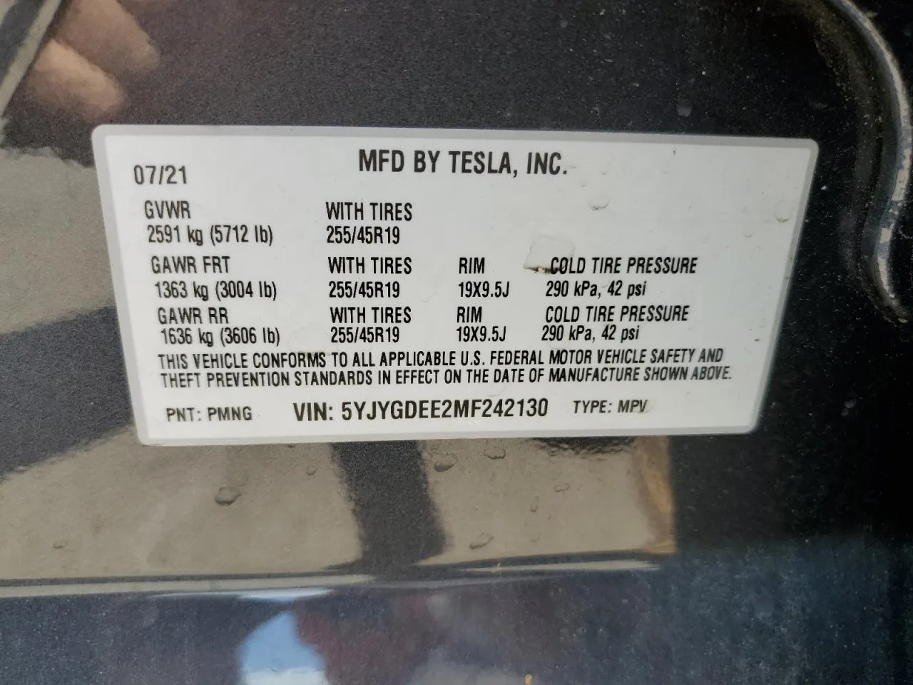 5YJYGDEE2MF242130 — 2021 TESLA Model Y photo 8