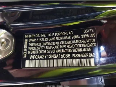 WP0AA2Y13NSA16038 — 2022 PORSCHE TAYCAN photo 9