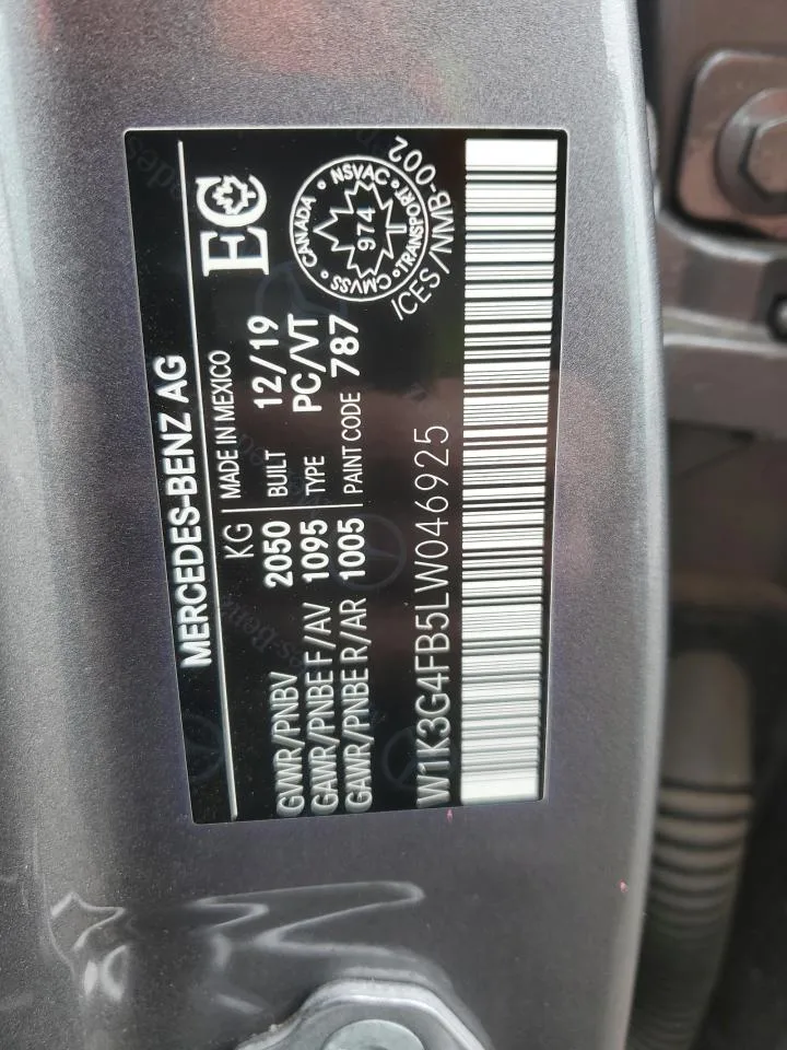 W1K3G4FB5LW046925 — 2020 MERCEDES-BENZ A-Class photo 12