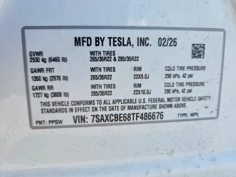 7SAXCBE68TF486676 — 2026 TESLA MODEL X photo 12
