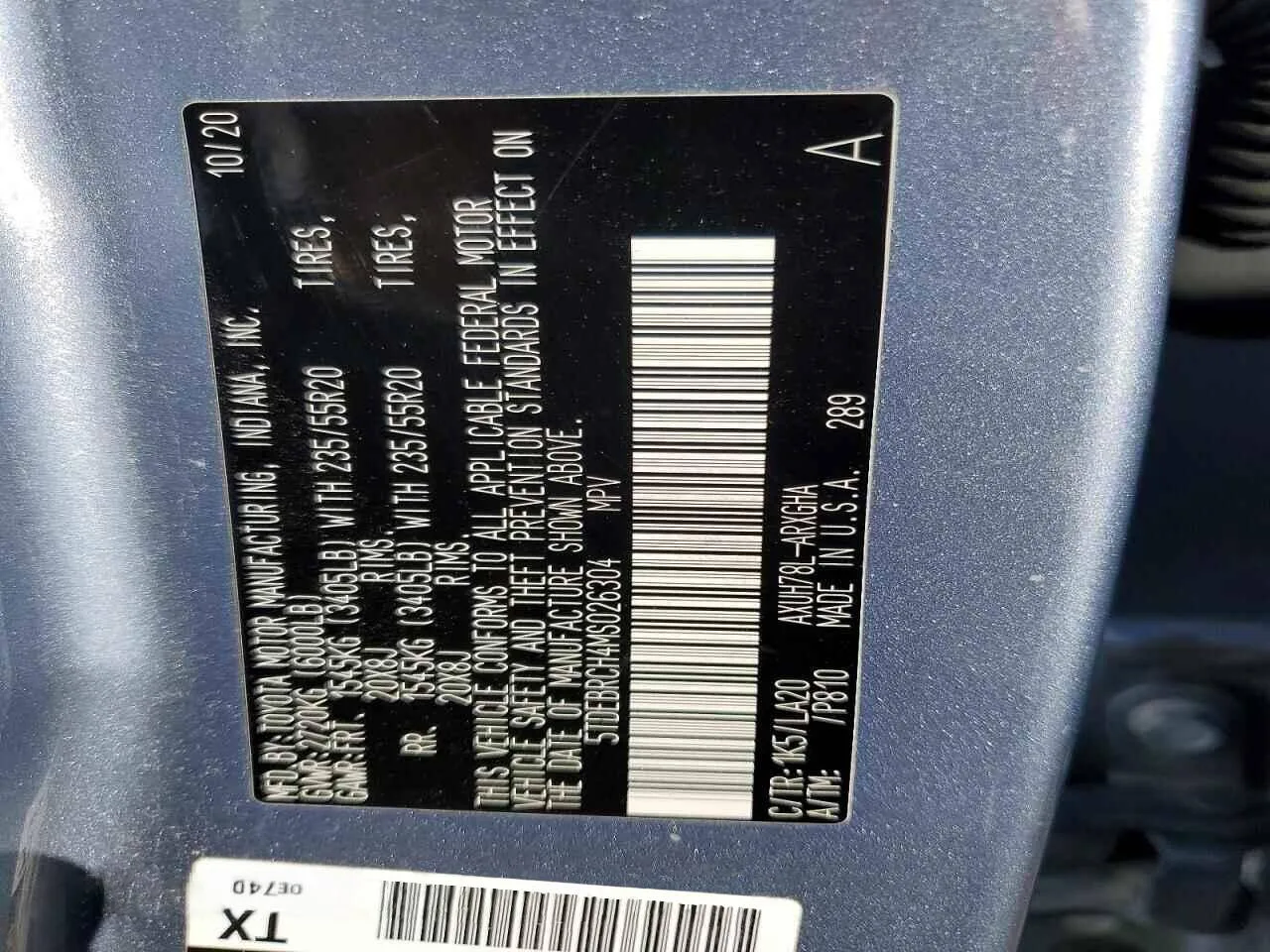 5TDEBRCH4MS026304 — 2021 TOYOTA HIGHLANDER HYBRID photo 3