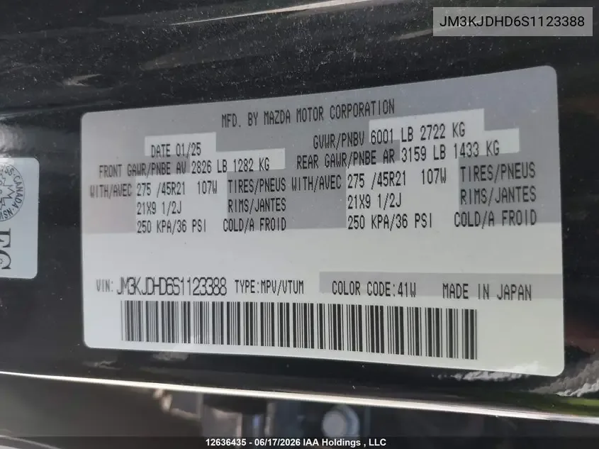 JM3KJDHD6S1123388 — 2025 MAZDA CX-70 photo 9