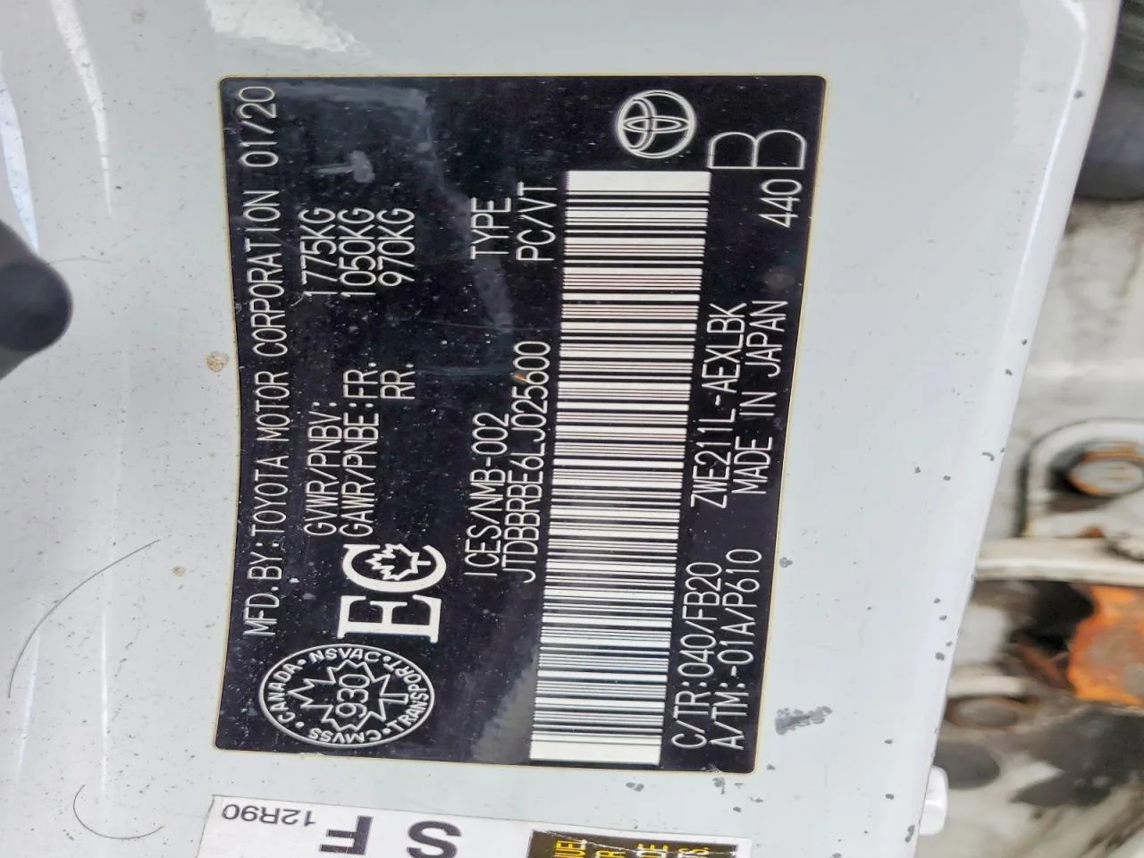 JTDBBRBE6LJ025600 — 2020 TOYOTA COROLLA photo 12