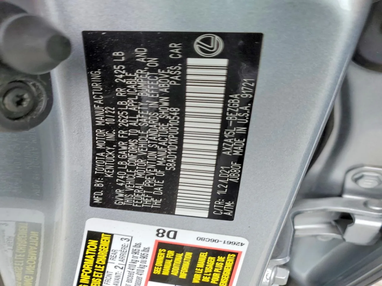 58AD11D1XPU010548 — 2023 LEXUS ES 250 photo 12