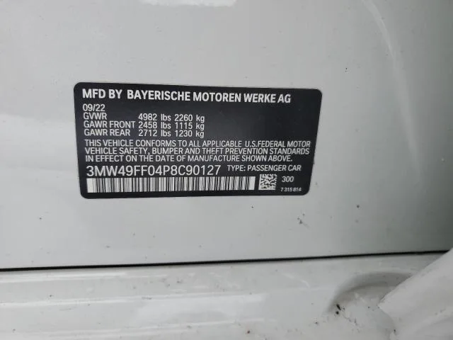 3MW49FF04P8C90127 — 2023 BMW 340i