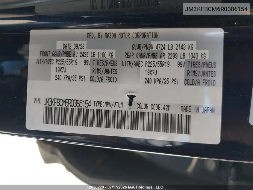 Photo 10 of vehicle VIN JM3KFBCM6R0386154